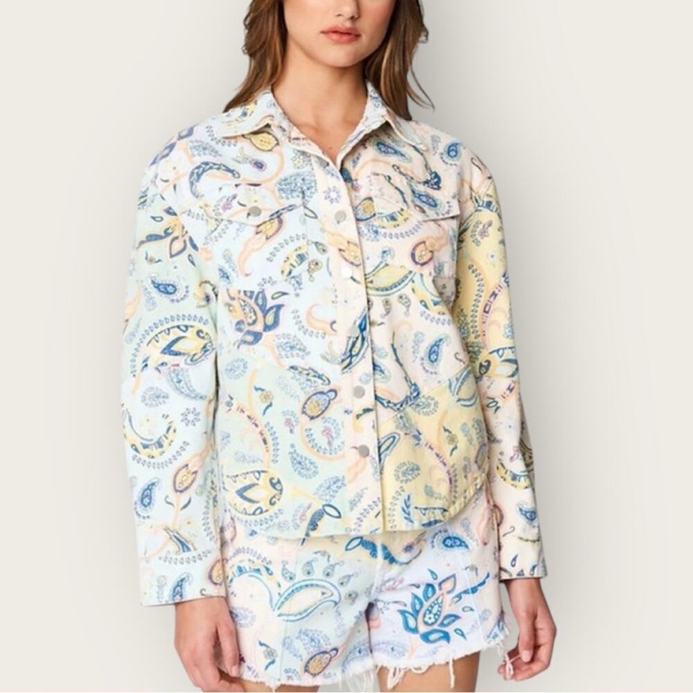 NWT | BLANKNYC | Paisley Coming Through Denim Jacket | Multi | Small